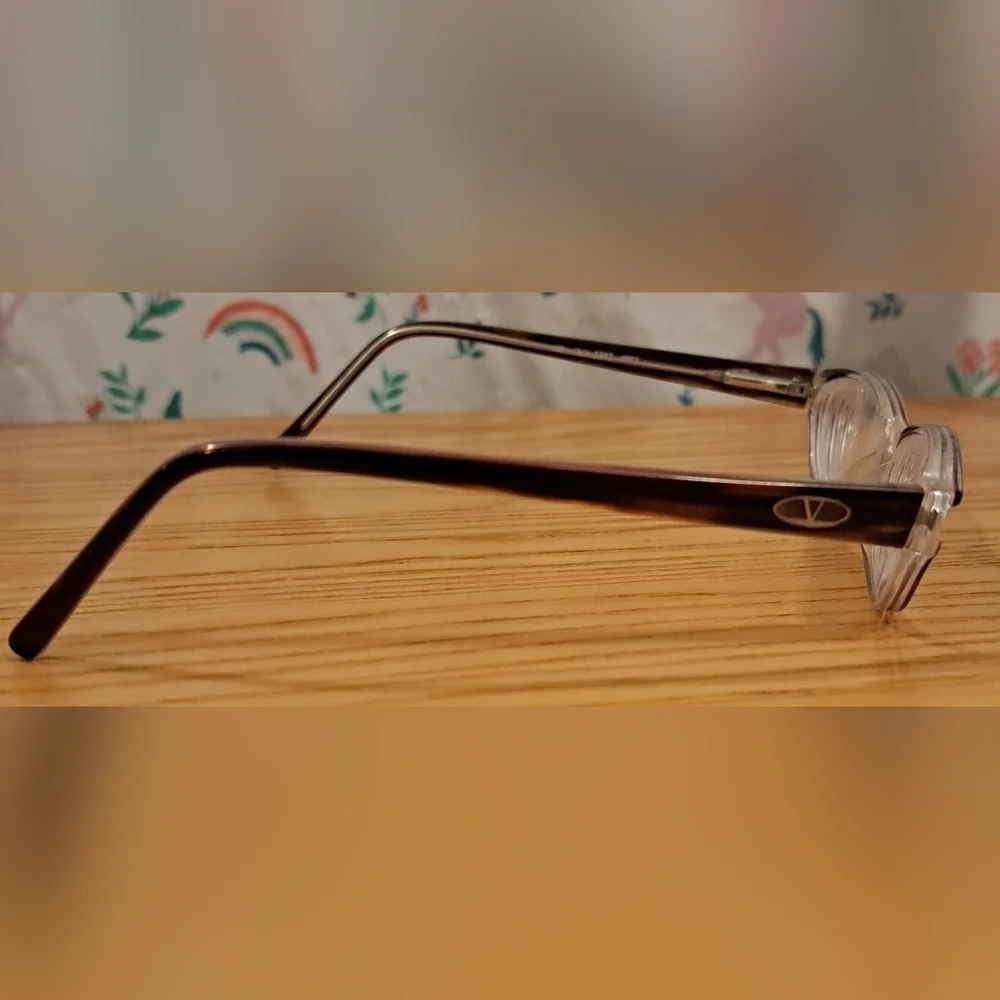 Vintage 80s Valentino 5392 Clear Purple Reading Eyeglass Glasses Frames